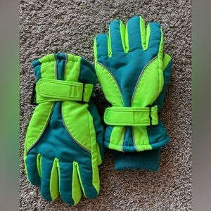 Waterproof Winter Gloves - Teal and Green insulated youth size thinsulate